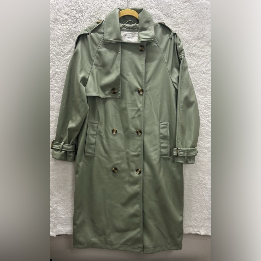 American Eagle Army Green Midi Length
Trench coat Jacket Size Small Woman